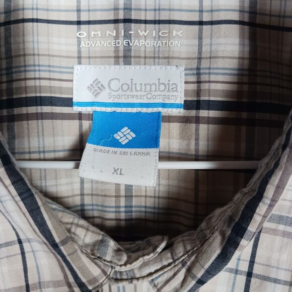 Columbia Men XL Omni-Wick Short Sleeve Button Up Shirt Plaid Pre-owned - Picture 2 of 5